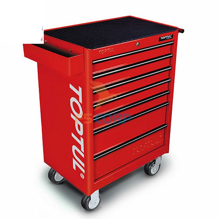 Tủ đựng đồ nghề Toptul 7 ngăn có bánh xe di động bao gồm 283 món GT-28306 màu đỏ