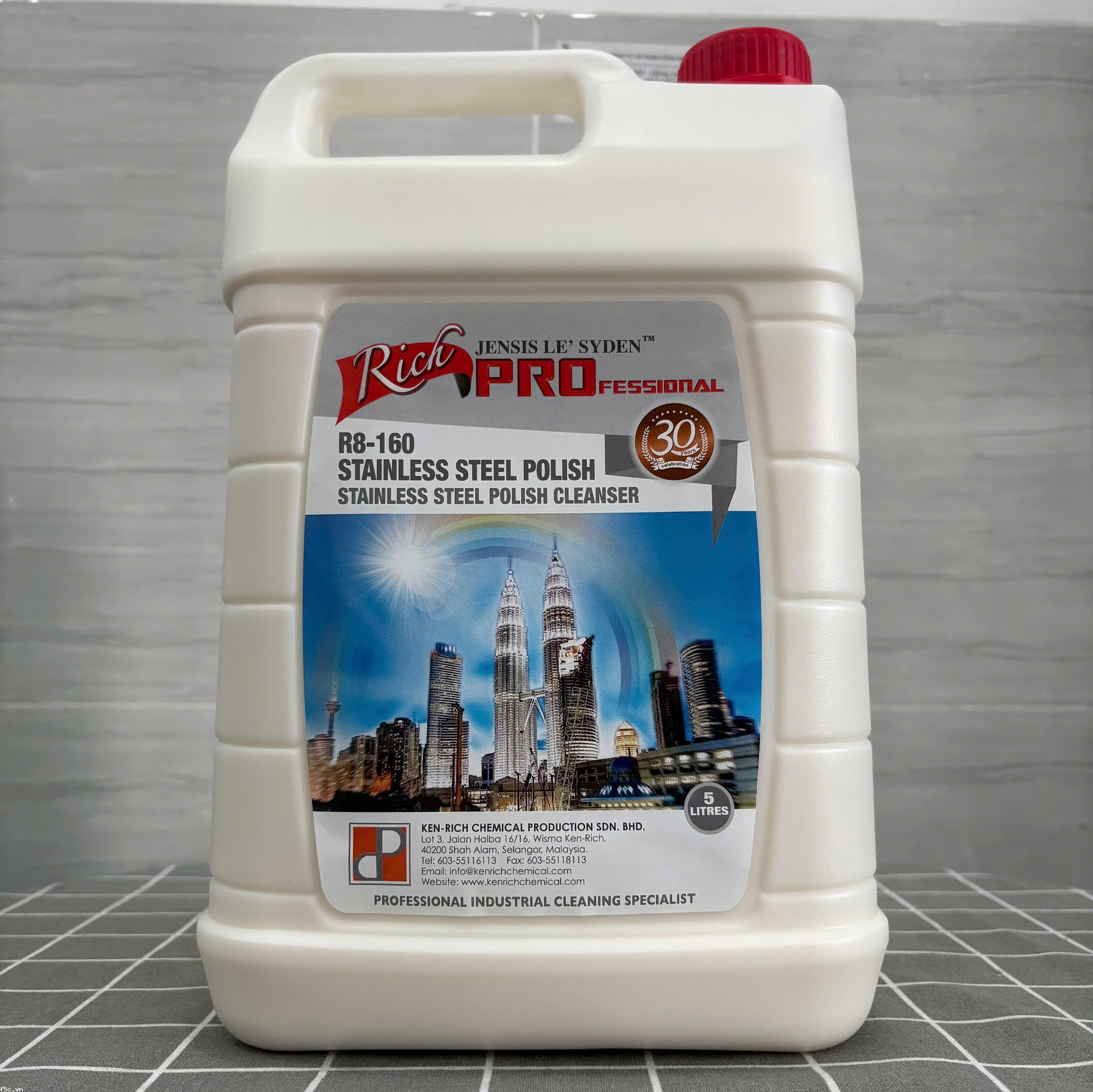 Dung dịch tẩy rỉ sét, đánh bóng và bảo dưỡng bề mặt inox, đồng, nhôm,... tạo lớp bảo dưỡng chống oxi hóa Richpro R8-160 Steel Brite