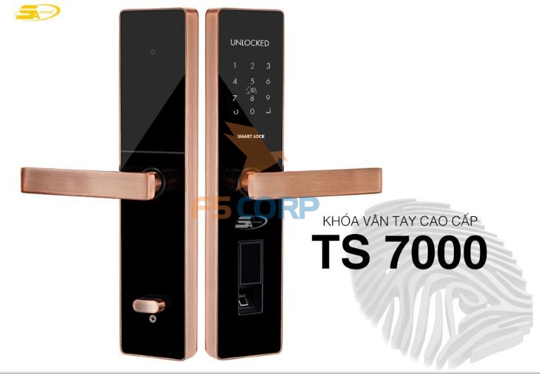 Khóa cửa vân tay cao cấp 5ASYSTEMS TS 7000 (Màu đồng cao cấp)