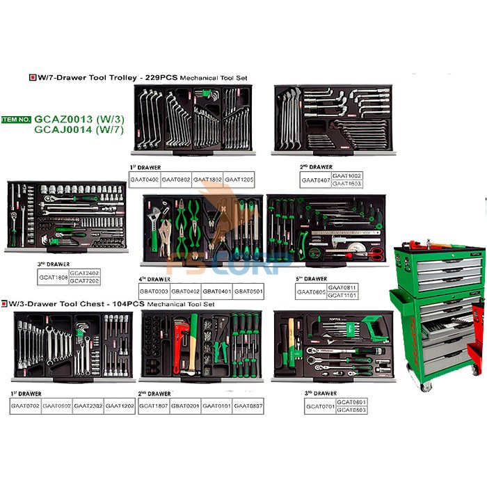 Tủ chuyên dùng thế hệ mới Toptul hai tầng 10 ngăn 333 chi tiết GCAZ0013 + GCAJ0014