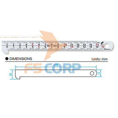 Thước lá thẳng có đầu móc vạch kaidan NIIGATA SEIKI FS-15KD