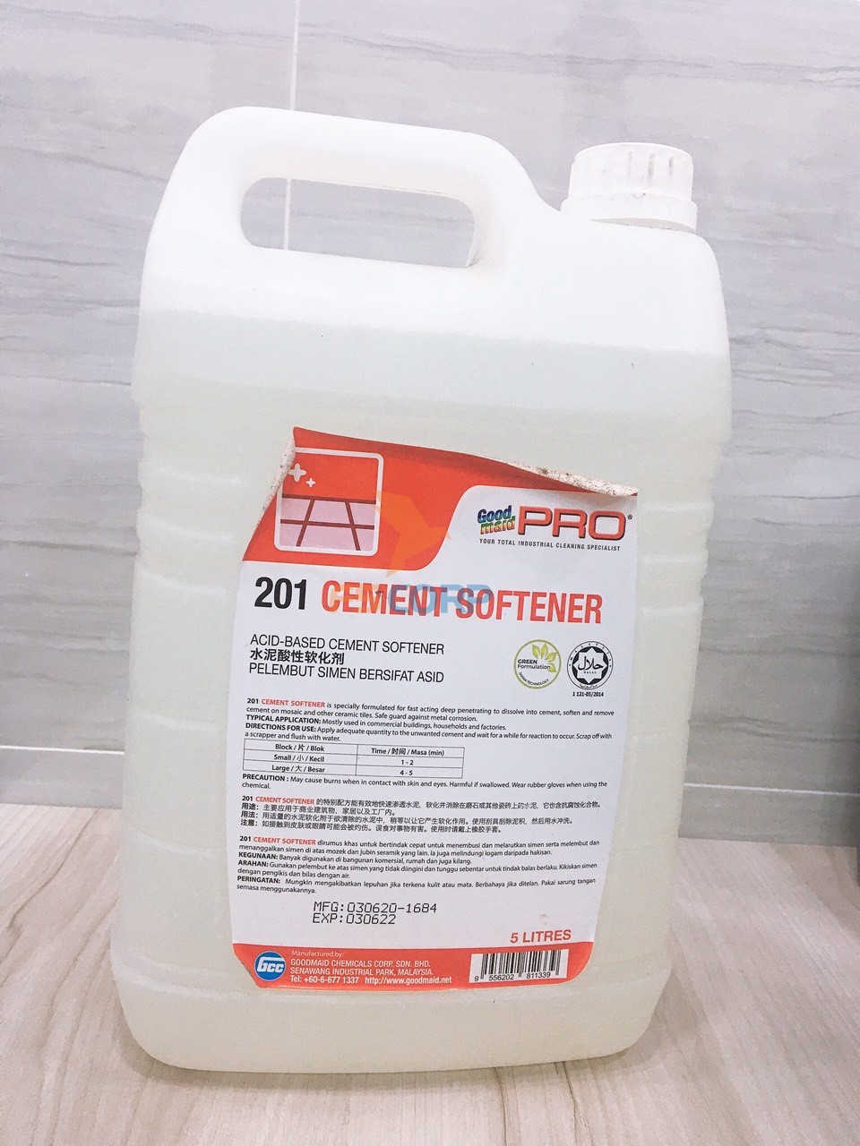 Dung dịch làm mềm xi măng - tẩy xi măng Goodmaid G201 Cement Sotener Made in Malaysia Can 20L