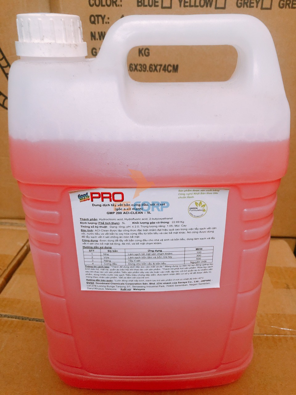 Dung dịch tẩy đa năng tẩy vết bẩn cứng đầu, vết rỉ sét(gốc acid) GMP G200 Aci Clean 20L
