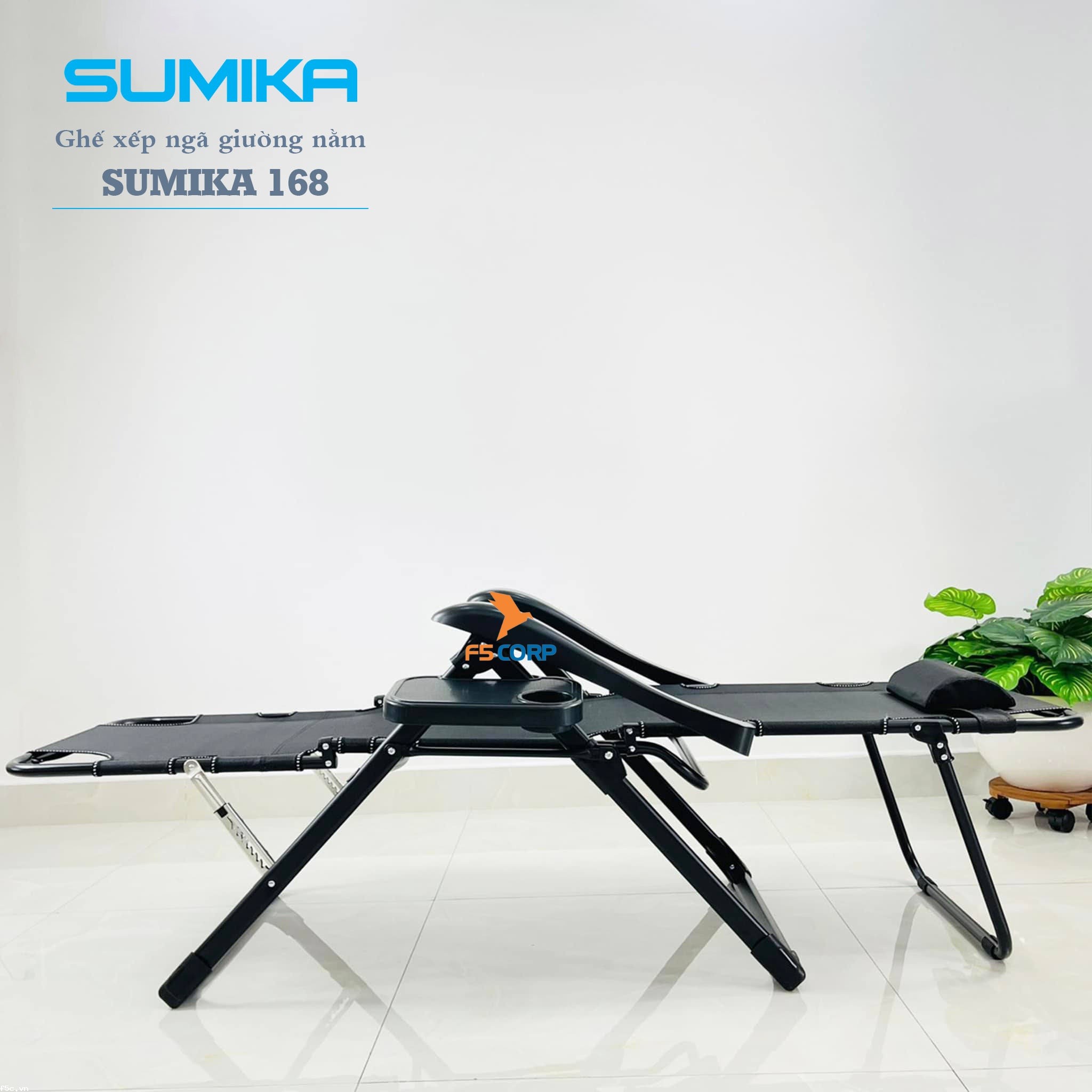 Ghế xếp ngã thành giường tiện lợi Sumika 168, tải trọng 300kg