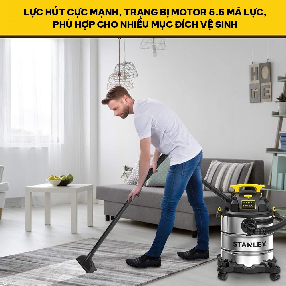 Máy hút bụi công nghiệp 3 chức năng 23 Lít - Khô/Ướt/Thổi Stanley SL19417P-6A