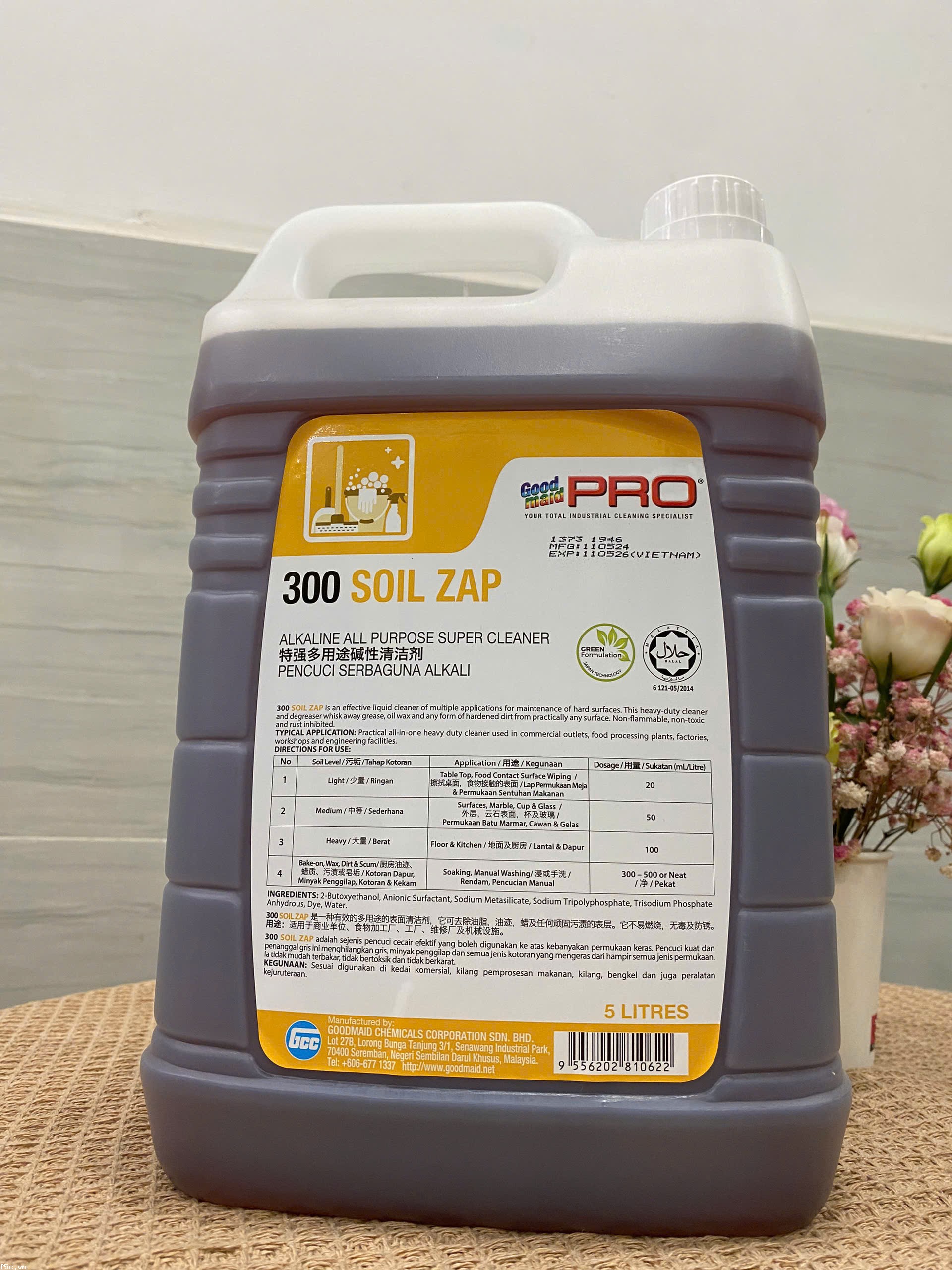 Hóa chất tẩy rửa đa năng gốc kiềm Goodmaid G300-Soil Zap Made in Malaysia can 5L