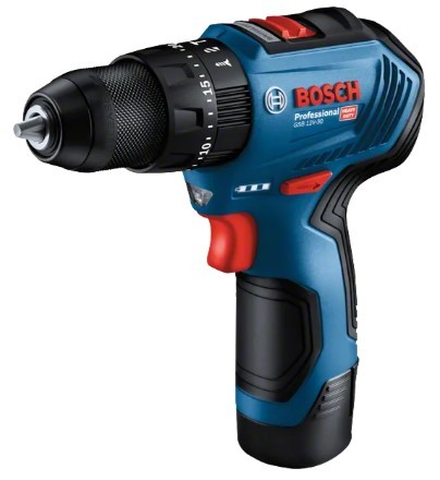 Bộ máy khoan động lực Bosch GSB 12V-30 (thân máy + 2 pin + sạc)