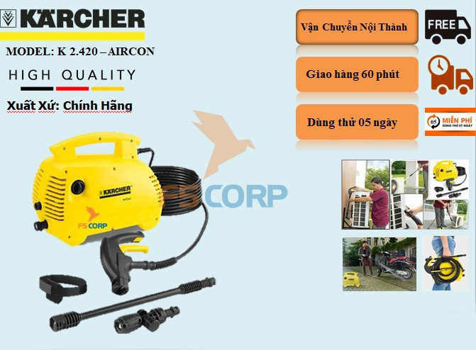 Máy rửa xe áp lực cao Karcher K2.420 Air Con *KAP (1.601-110.0)