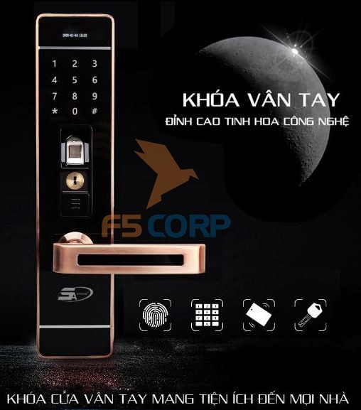 Khóa cửa vân tay cao cấp 5ASYSTEMS TS 7800 (Màu đồng cao cấp)