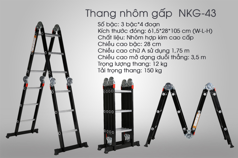 Thang nhôm gấp đoạn Nikawa NKG-44