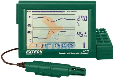 Bộ ghi giữ liệu hiển thị biểu đồ nhiệt độ, độ ẩm Extech RH520A-220