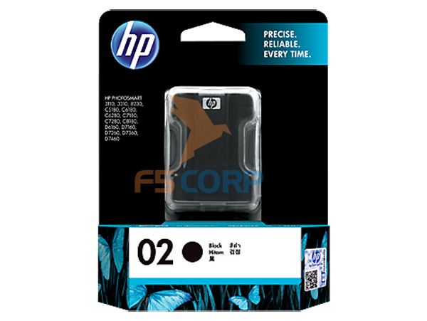 Mực máy in HP 02 AP Black Ink Cartridge - MOQ: 25 C8721WA
