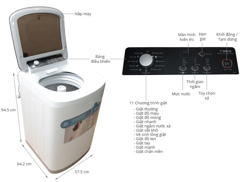 Máy giặt Electrolux EWT8541 8,5kg