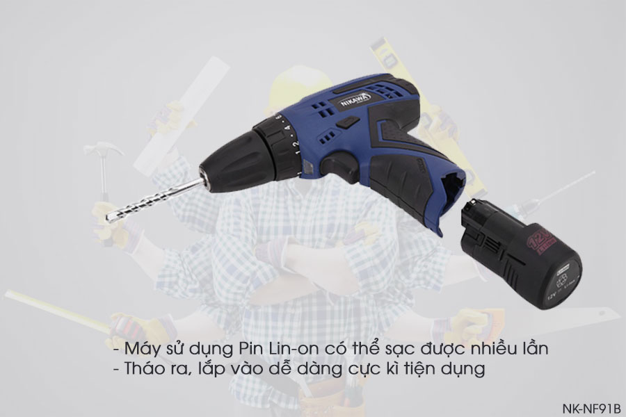 Bộ khoan vặn vít không dây Nikawa NK-F91B