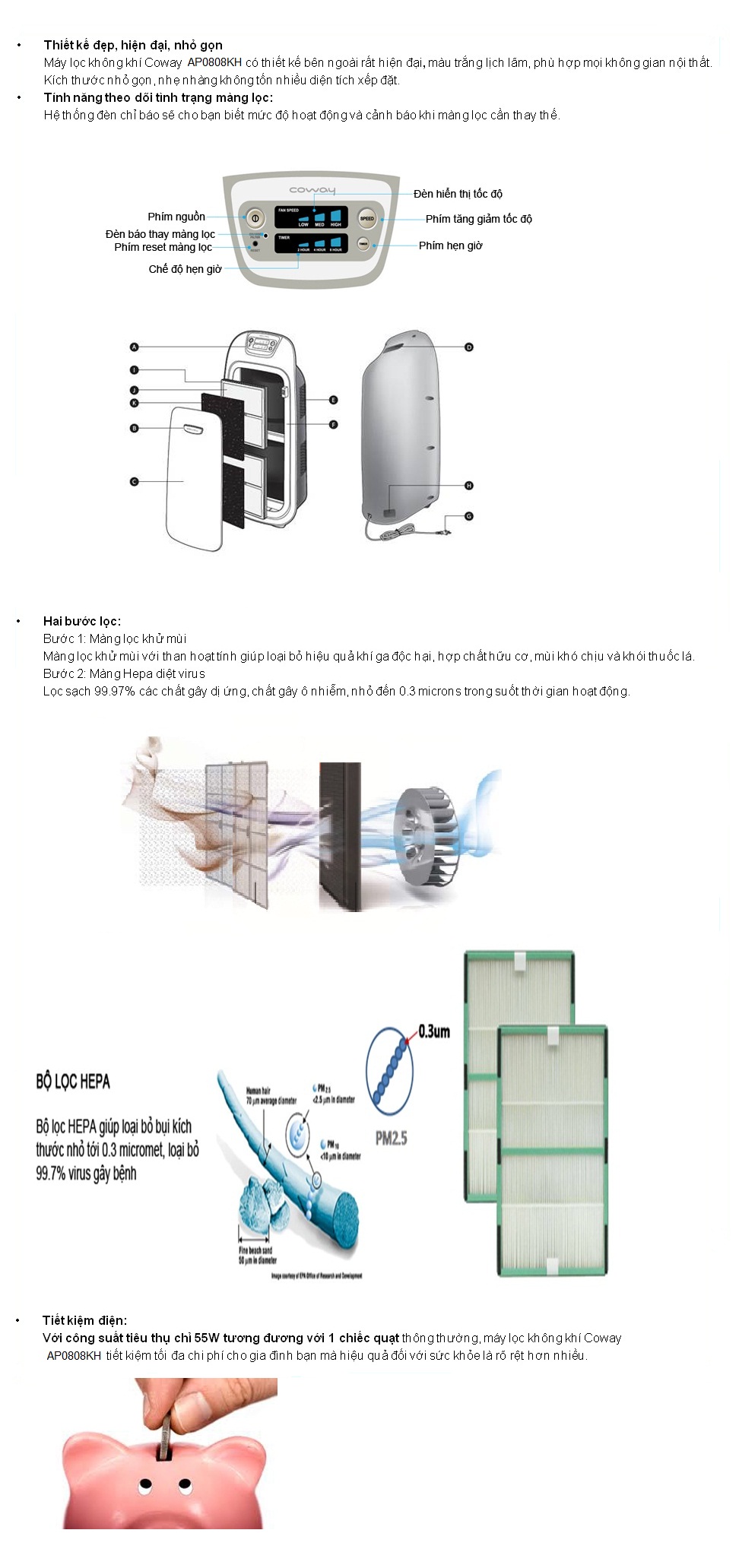 Máy lọc không khí Coway AP-0808KH