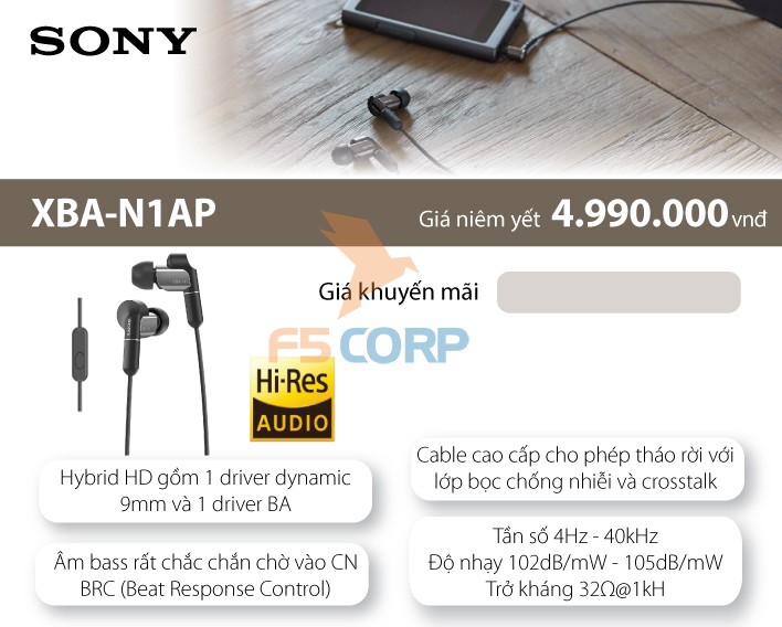 Tai nghe cao cấp Sony XBA-N1AP