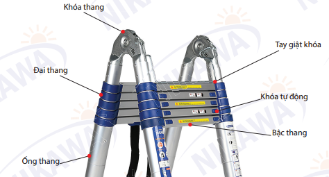 Thang nhôm rút đôi Nikawa NK-38AI