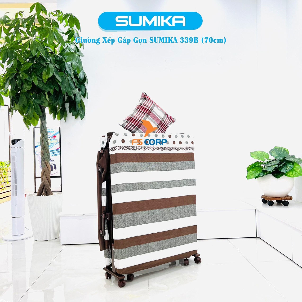 Giường nệm xếp gọn đa năng kiểu dáng Hàn Quốc SUMIKA 339B, rộng 70cm