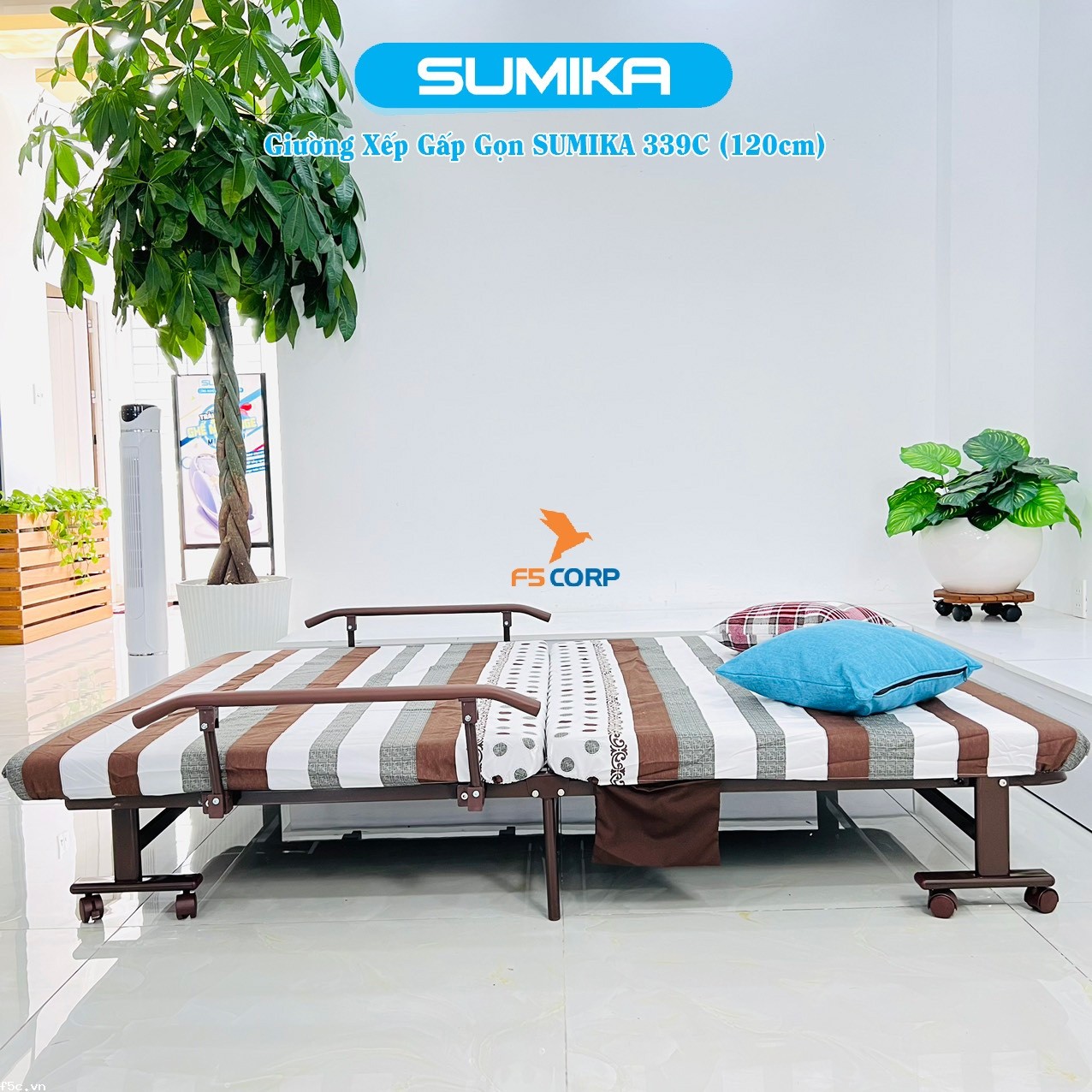 Giường nệm xếp gọn đa năng kiểu dáng Hàn Quốc SUMIKA 339C, rộng 120cm