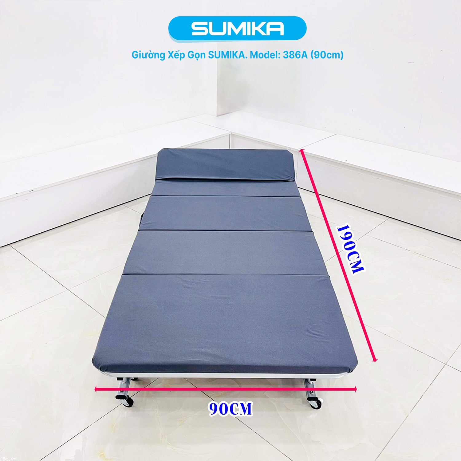 Giường xếp gấp gọn di động tiện lợi SUMIKA 386A, rộng 90cm