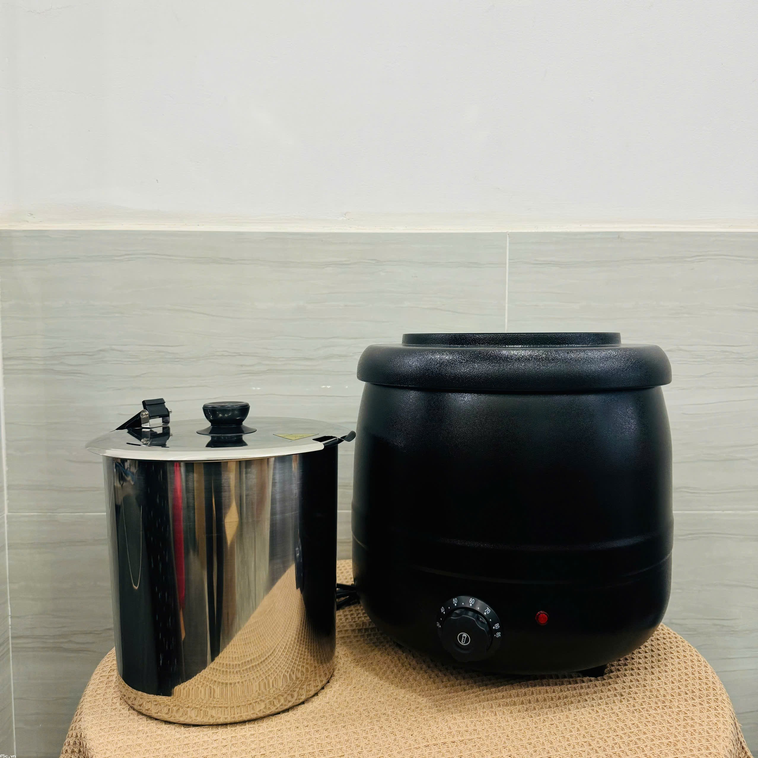 Nồi ủ trân châu, nồi hâm soup, hâm cháo vỏ inox đen - 10 Lít