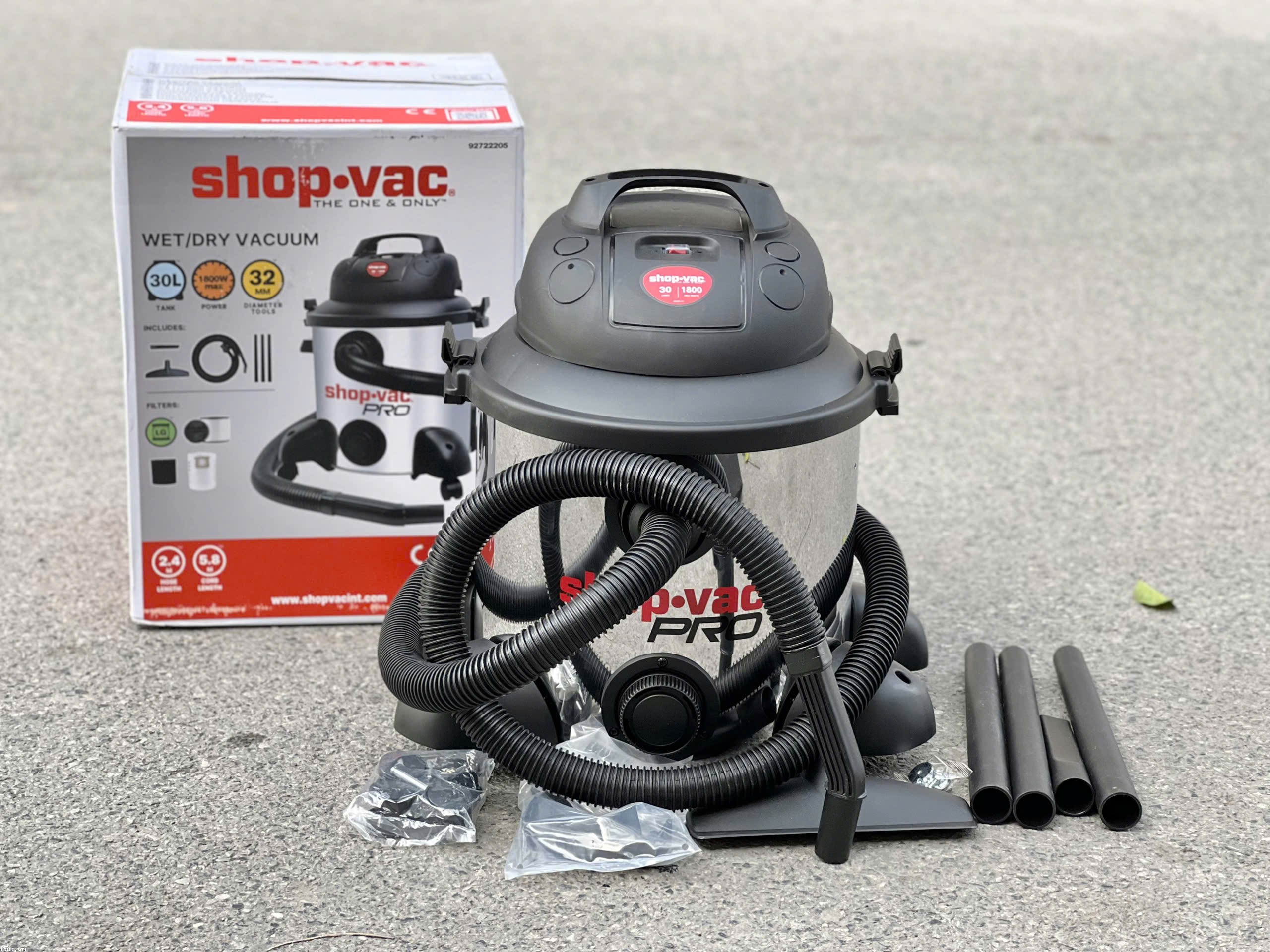 Máy hút bụi 3in1 khô/ướt/thổi ShopVac 92722205 - Dung tích 30L 1800W inox không rỉ