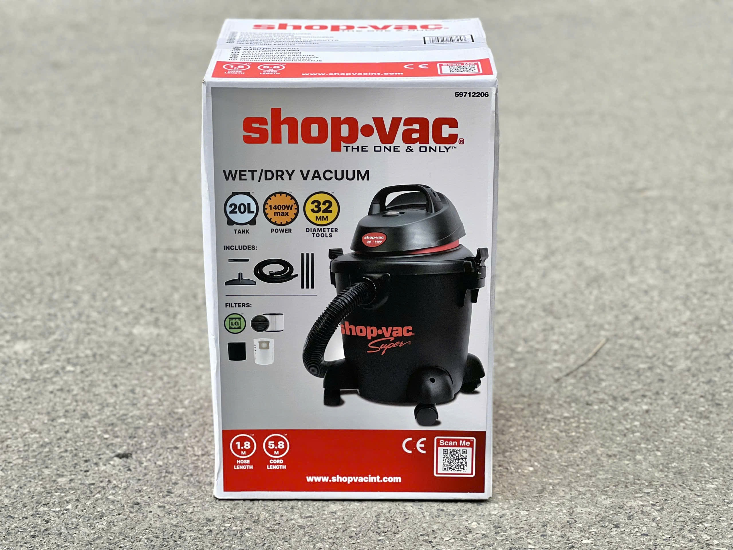 Máy hút bụi 3in1 khô/ướt/thổi ShopVac 59712206 - Dung tích 20L 1400W , nhựa cao cấp