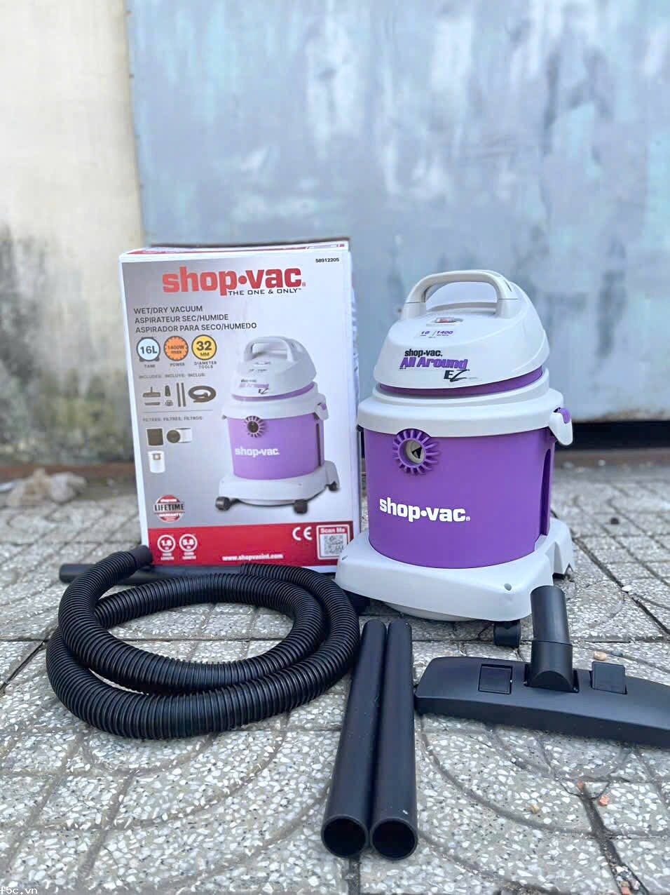 Máy hút bụi khô/ướt/thổi 16L ShopVac 58912205 - Công suất 1400W nhựa cao cấp