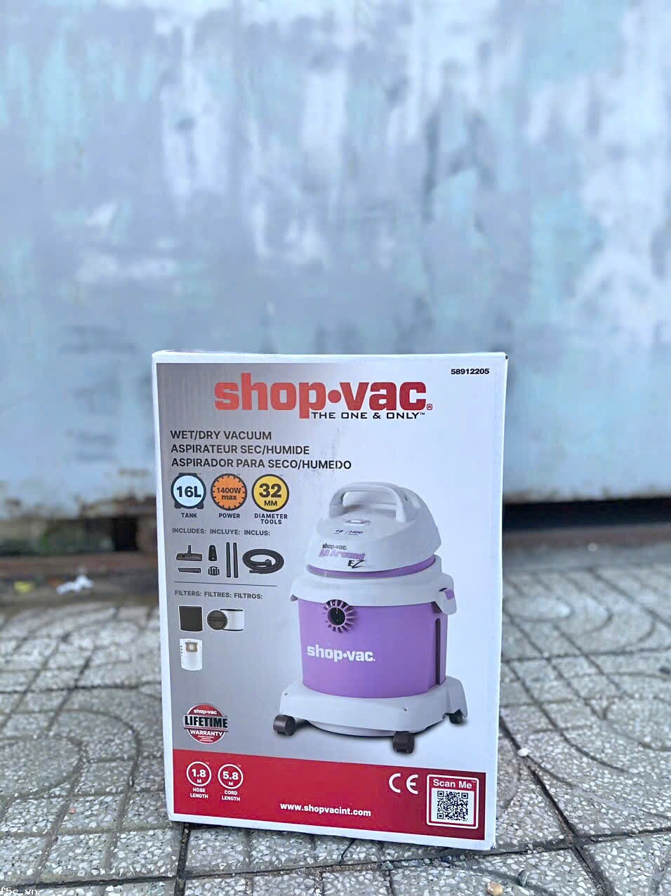 Máy hút bụi khô/ướt/thổi 16L ShopVac 58912205 - Công suất 1400W nhựa cao cấp