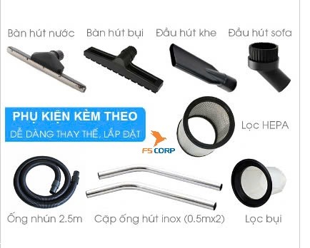 Máy hút bụi công nghiệp khô và ướt SE Clean SE360 Hepa