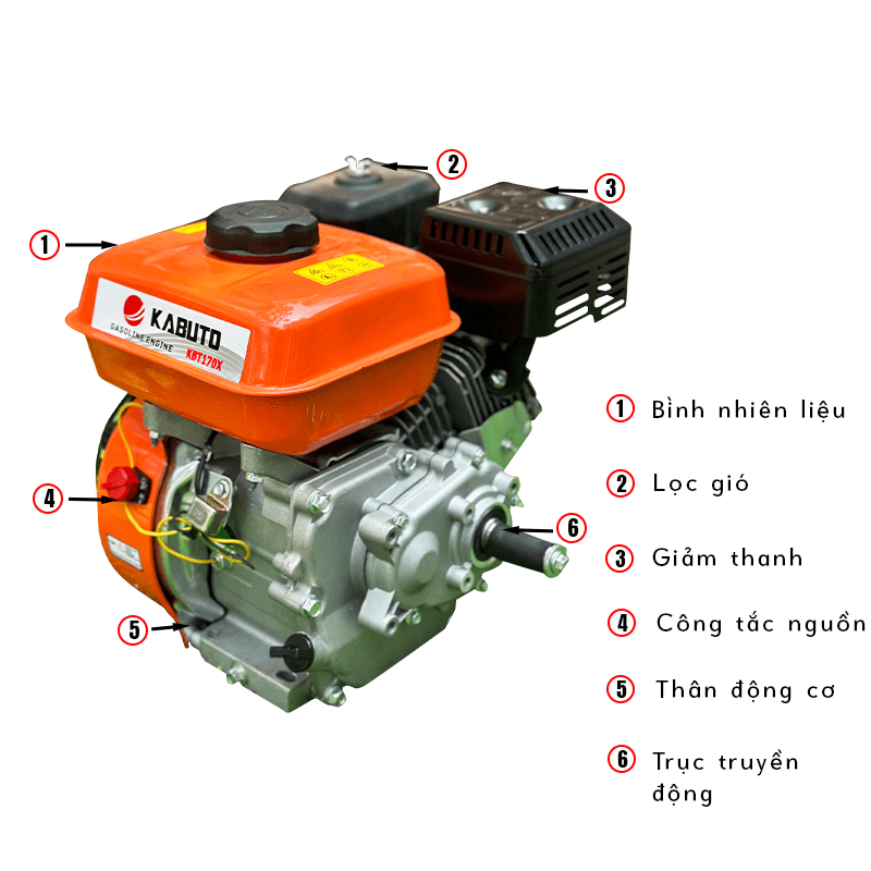 ĐỘNG CƠ XĂNG KABUTO KBT170X (7.0HP CỐT XÉO)