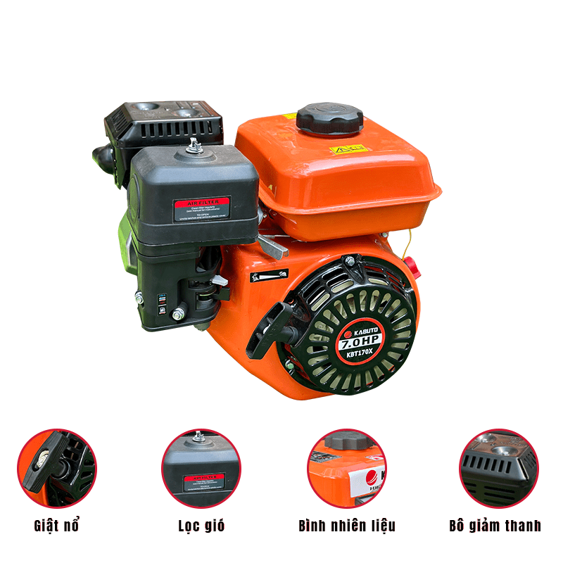 ĐỘNG CƠ XĂNG KABUTO KBT170X (7.0HP CỐT XÉO)