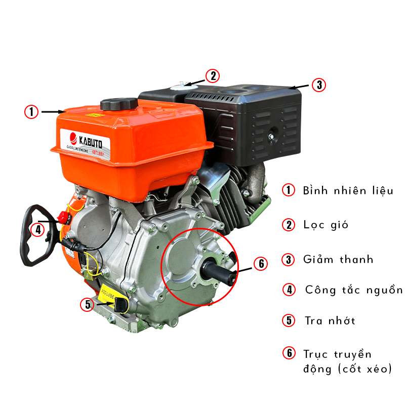 ĐỘNG CƠ XĂNG KABUTO KBT188X (13.0HP – CỐT XÉO)