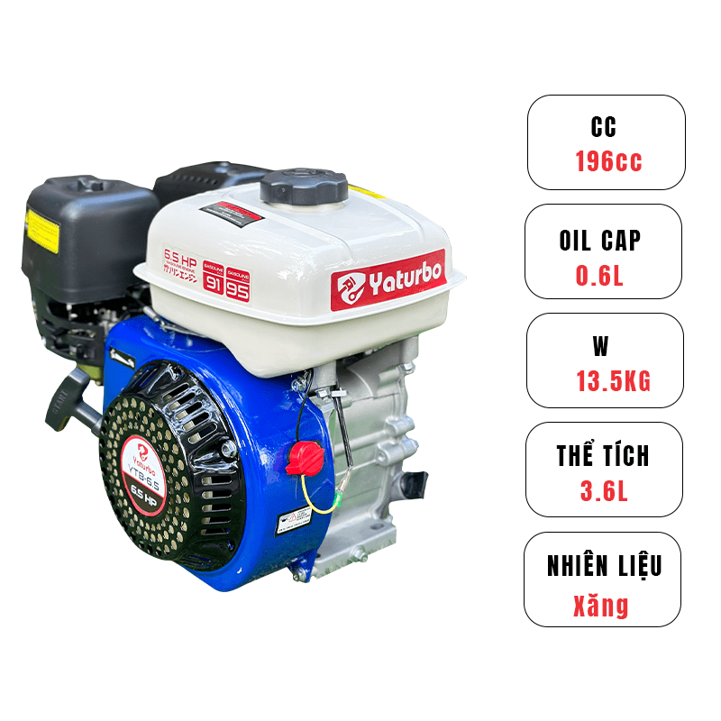 ĐỘNG CƠ XĂNG YATURBO YTB-6.5X (6.5HP – CỐT XÉO)
