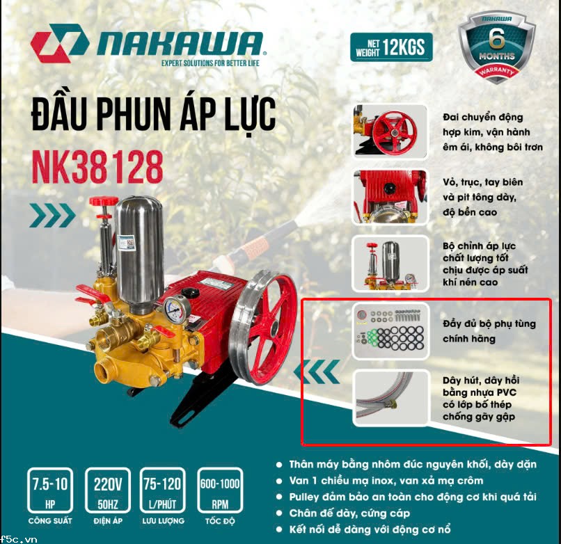 Đầu xịt áp lực NAKAWA NK-38128 7HP