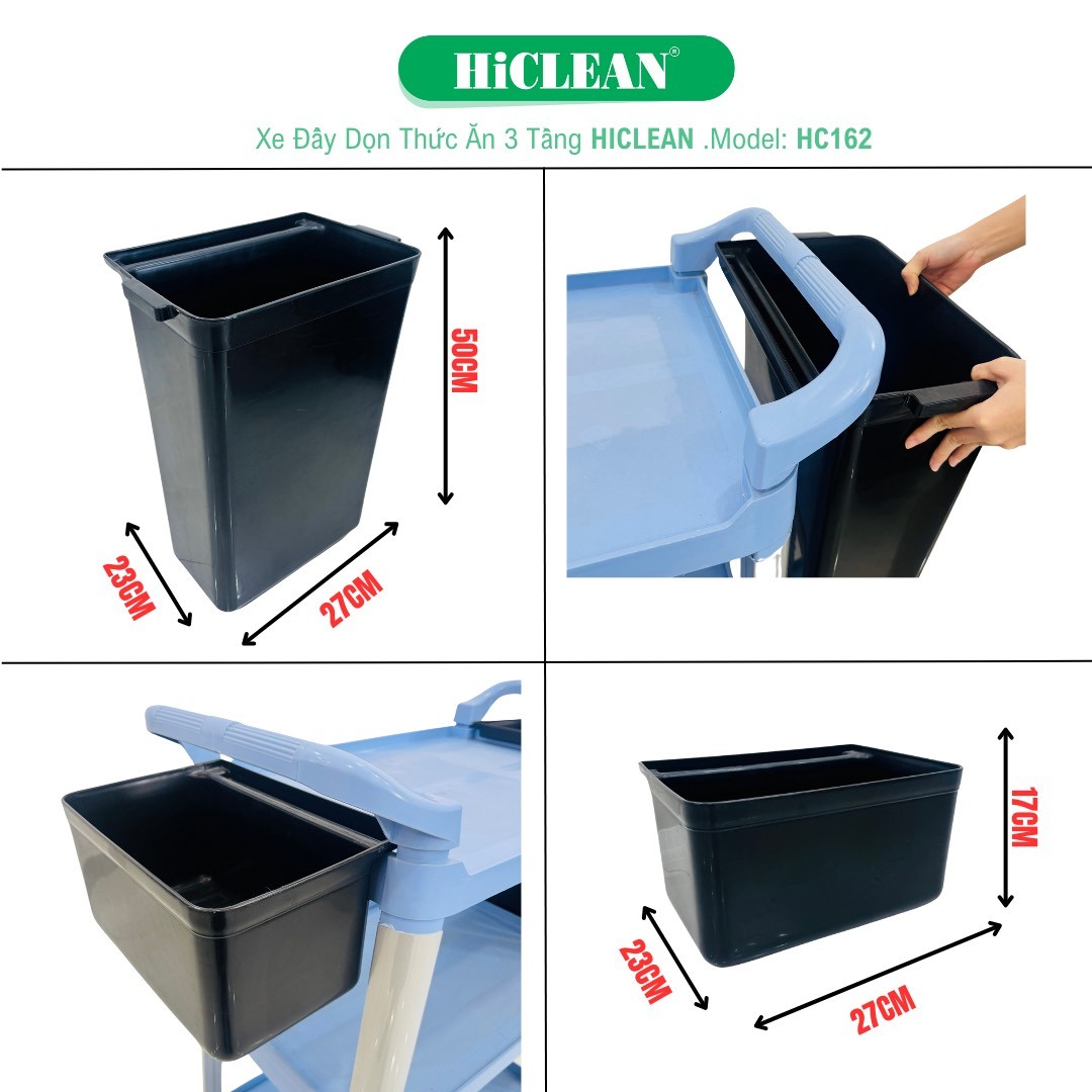 Xe Đẩy Vệ Sinh 3 Tầng HC162 (Có 2 Xô) 