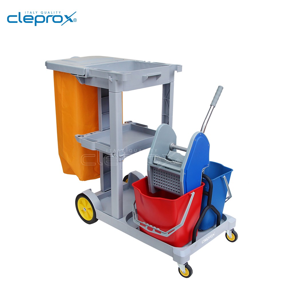 Xe đẩy dọn phòng khách sạn CleproX (có xô vắt) CX-73W 