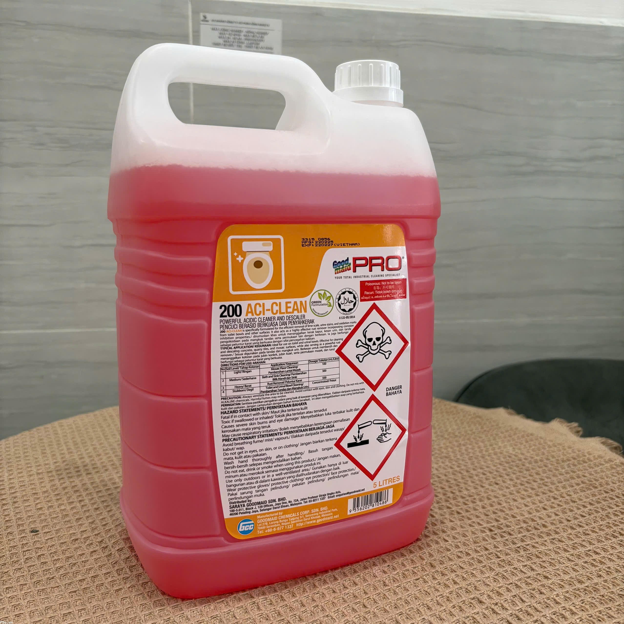 Dung dịch tẩy đa năng vết bẩn cứng đầu, vết rỉ sét (gốc acid) Goodmaid G200 - Aci clean Made in Malaysia can 5L