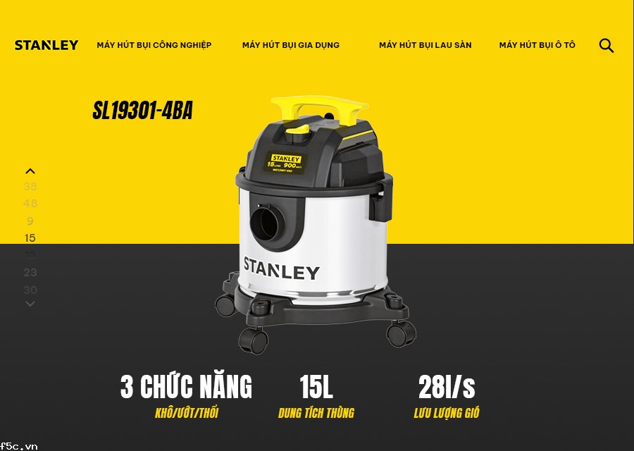 Máy hút bụi công nghiệp 3 chức năng - Stanley SL19301-4BA 15 Lít- Khô/Ướt/Thổi