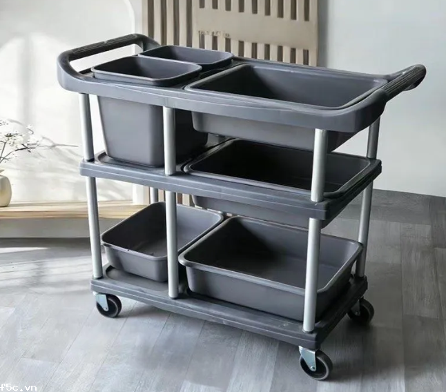 Xe đẩy phục vụ nhà hàng quán ăn 3 tầng Model: B-015N 