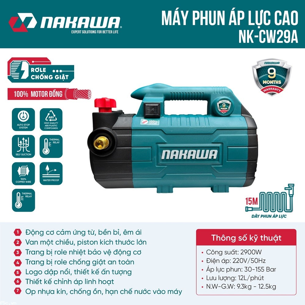 Máy phun áp lực NAKAWA NK-CW29A (Có chỉnh áp)