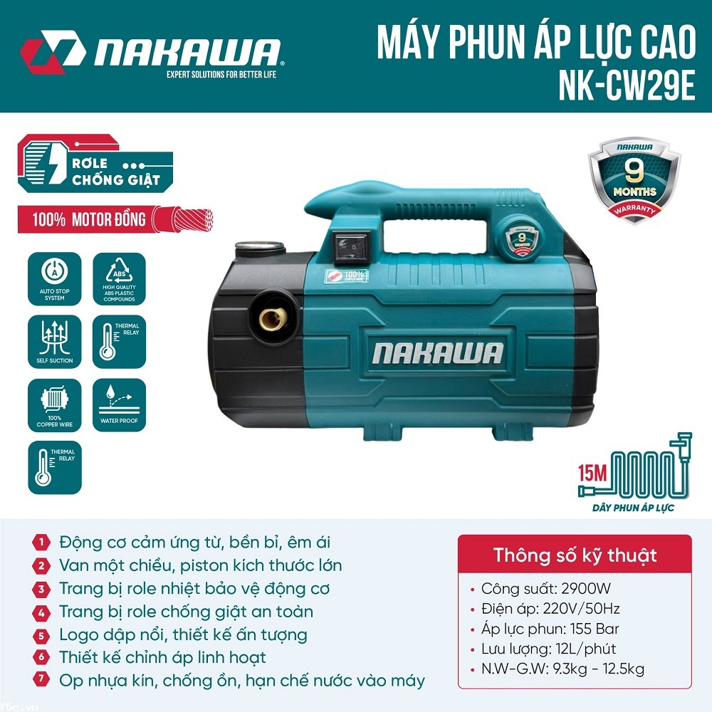 Máy phun áp lực NAKAWA NK-CW29E (không chỉnh áp)