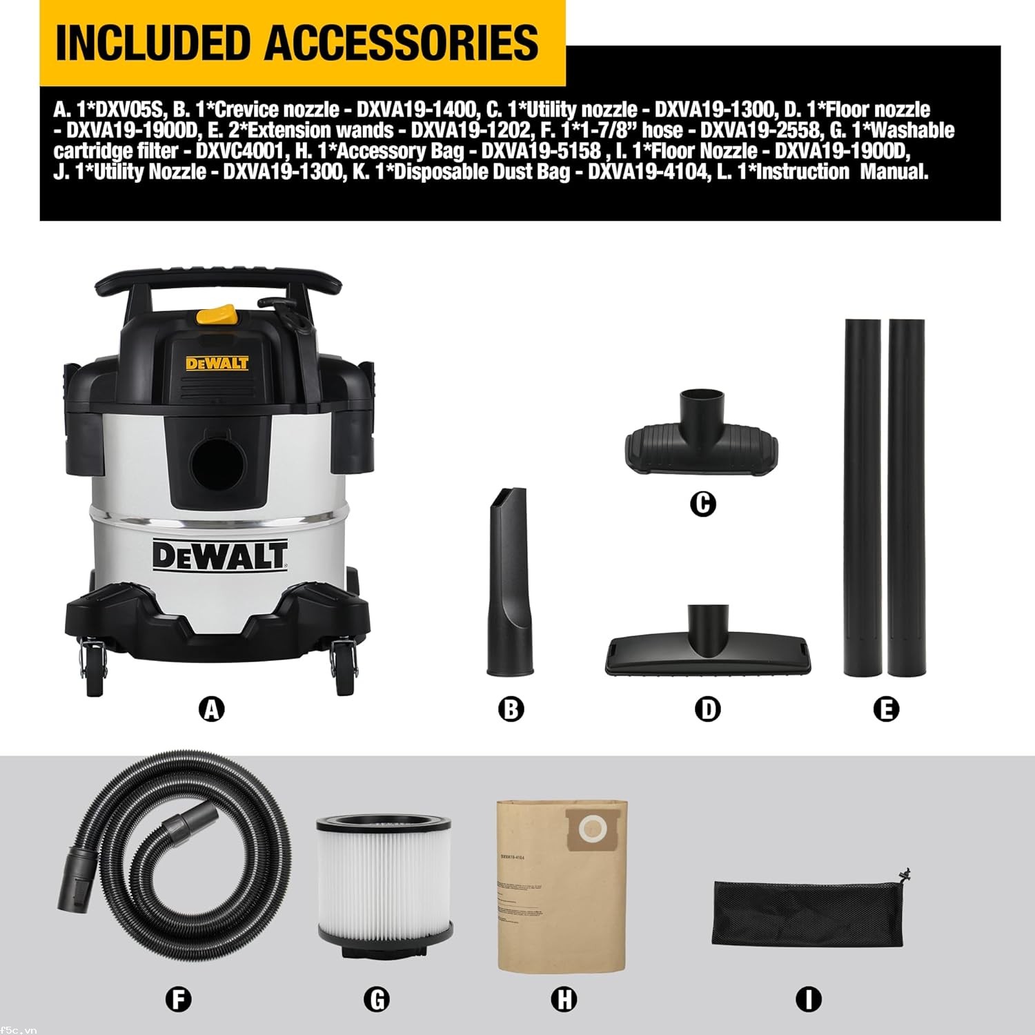 Máy hút bụi 3 chức năng Dewalt DXV20SA – 20 lít 
